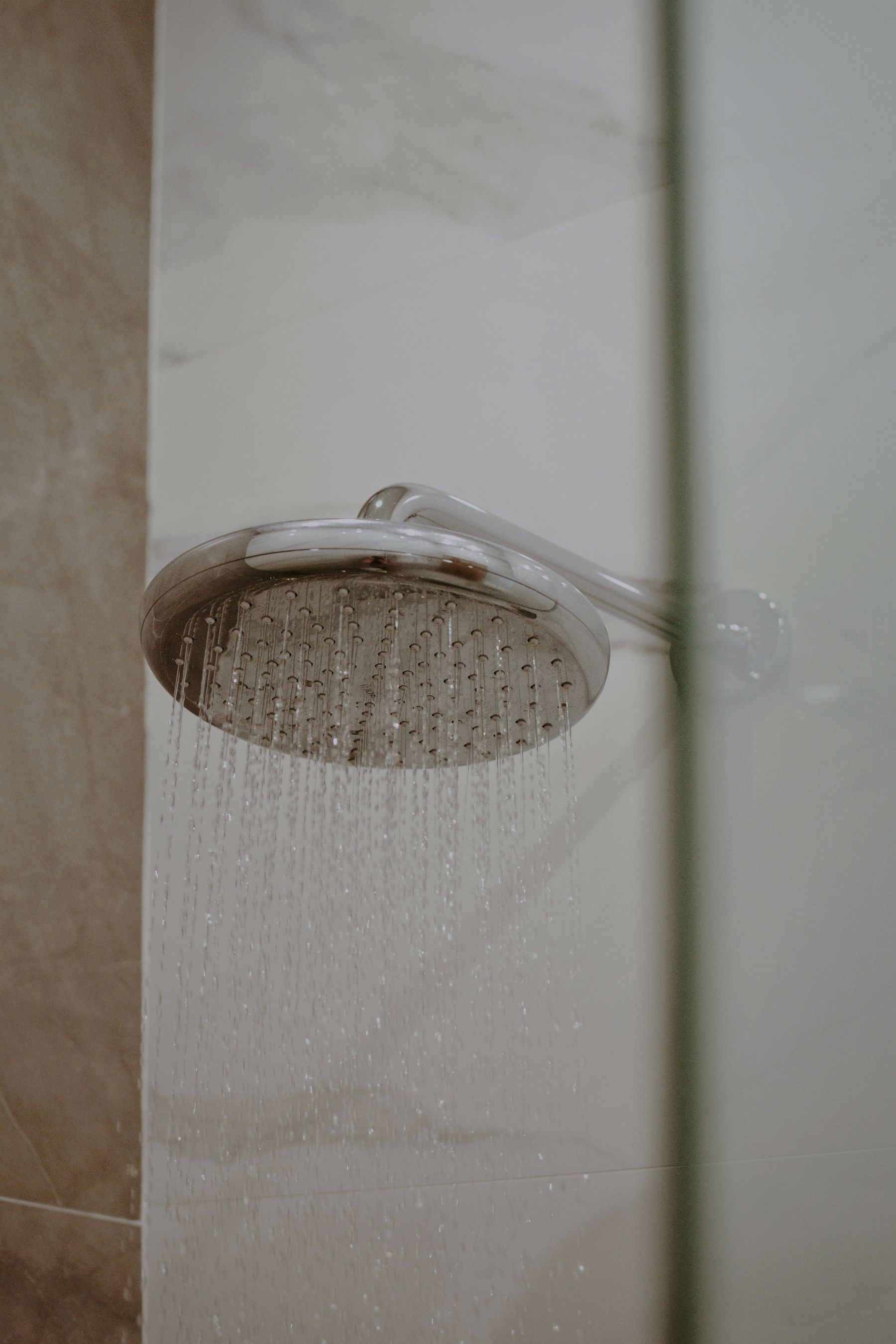 Water running from a rain shower head